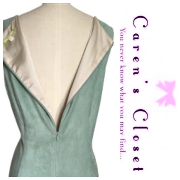 Gianni Bini Lazer Cut Mint Green Faux Suede Shift Dress - Picture 8 of 9